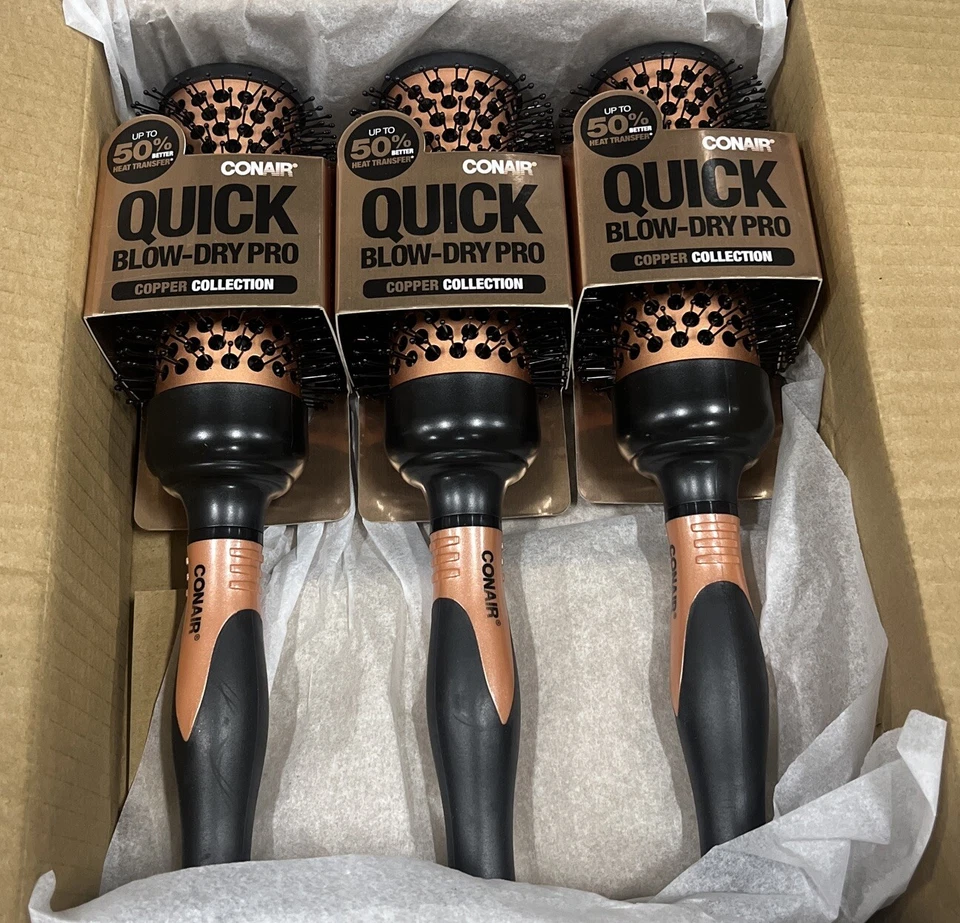 Conair Vented Copper Collection Round Brush for Blow Drying and Styling 3 Pack - Image 1 of 1
