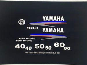 Yamaha 40 50 60 hp cuatro tiempos fueraborda calcomanía kit vinilo marino  - Imagen 1 de 5
