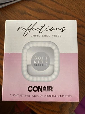 Espejo retrovisor con clip para teléfono Conair Reflections Soft Lite para selfies, ¡NUEVO EN CAJA!  ¡Envío gratis! Foto 1 de 3
