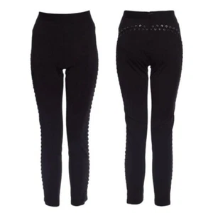 Roberto Cavalli Lace-Up Skinny Pants in Black Size 2 - Picture 1 of 8