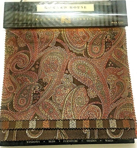 Kasmir Fabrics Designer Paisley Striped Floral Sample Book Red Black Beige Gold - Picture 1 of 12