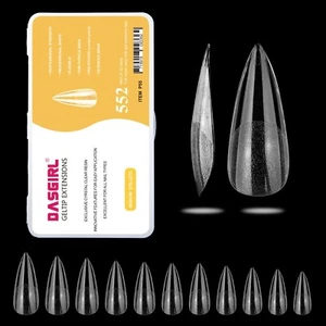 Dasgirl Soft GelTips Extension, 550 pcs, 12 sizes, Full Cover, P55 Med. Stilleto - Picture 1 of 7