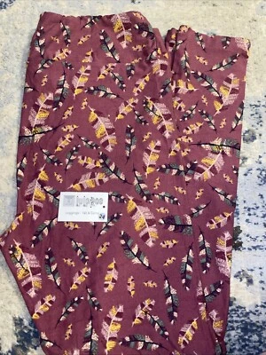 Leggings LuLaRoe alta e curvilínea TC nova sem etiquetas pena verde malva amarelo azul branco - Imagem 1 de 4