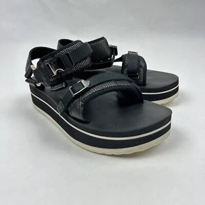 TEVA Flatform Universal Luxe Black Buckle Sandals Platform Womens Size 7 - Image 1 of 4