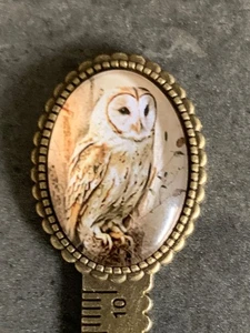 Metall Lineal Eule – Vintage Bronze – 13,5 cm – Harz Cabochon 18×25 mm - Bild 1 von 5