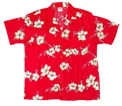 Camisa hawaiana Budweiser roja vintage descalza en el paraíso para hombre talla grande Foto 1 de 4