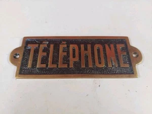 Vintage French Brass Door Plaque "Tèlèphone" - Picture 1 of 4