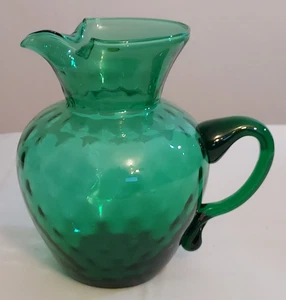 MCM Mid Century EMPOLI Italienische Kunst Glas GRÜN Diamant Optik WASSERKRUG Etikett - Bild 1 von 5