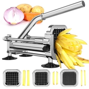 French Fry Cutter, Stainless Steel Potato Cutter with 1/2 Inch, 3/8 Inch and ... - Picture 1 of 6
