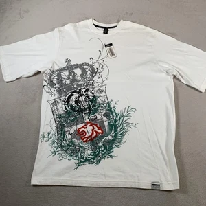 Camisa Sean John Para Hombres XL Blanca Cresta de León Corona Gráfica Camiseta Ropa de Calle Y2K NUEVA - Imagen 1 de 12
