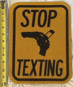🔥📵Neu "STOP SMS" & Fahren mit Telefon Metall Straßenschild für Schule Sicherheit $$ - Bild 1 von 5