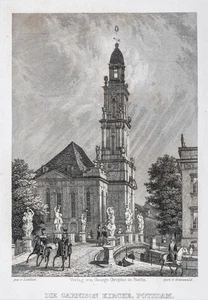 Potsdam Garnison Kirche Orig. Stahlstich Grünewald aus Spiker 1833 Passepartout - Bild 1 von 6
