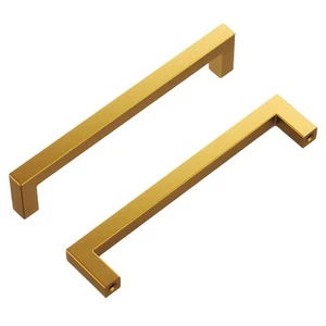 Brushed Golden Brass Cabinet Pulls Solid Metal Core High Quality 5 Inch Handles - Picture 1 of 11