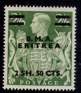 BOIC - ERITREA GVI SG E10, 2s 50c sobre 2s 6d amarillo-verde, M COMO NUEVO. Gato 13€. - Imagen 1 de 1