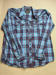 Camicia Cody James uomo media a quadri western perla snap vestibilità regolare manica lunga - Foto 1 di 8