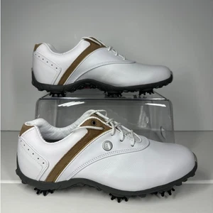 Footjoy LoPro Collection Women's Golf Shoes White Brown 97173 Size 6.5 Spikes - Picture 1 of 11