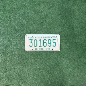 Vintage 1974 OHIO LICENSE PLATE - Excellent Condition - Picture 1 of 1