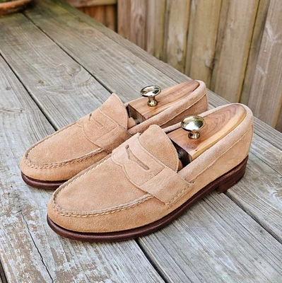 Rancourt X Cole Haan Pinch Penny Loafers Tan Suede Size 9 D Made In USA $325 - Image 1 of 4