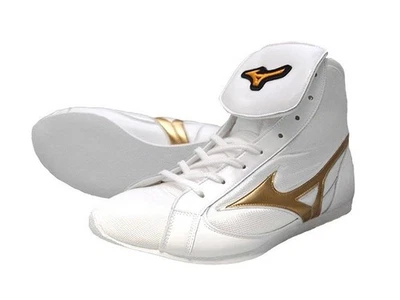[Hecho a pedido] Zapatos de Boxeo Cortos MIZUNO Originales Blanco/Dorado Corte Bajo Spectra Foto 1 de 4