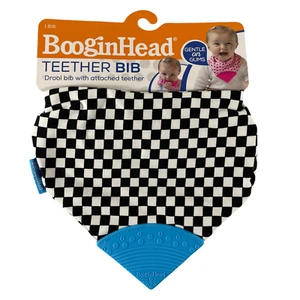 New BooginHead Baby Boy Newborn Cotton Bandana Drool Bib with attached Teether - Picture 1 of 7