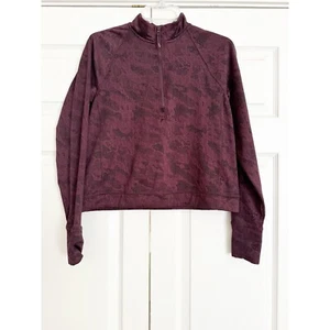 Spyder Active Half Zip Mock Neck Top Act Pullover Burgundy Camo Womens Medium - Picture 1 of 9
