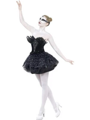Gothic Swan Masquerade Costume Adult Black Sequin Ballerina Dress - Image 1 of 4
