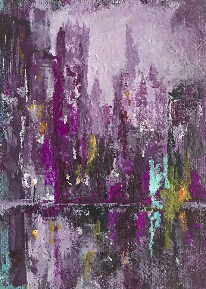 Impresión artística firmada por ACEO ATC “precario” artista tarjeta coleccionable paisaje urbano Foto 1 de 1