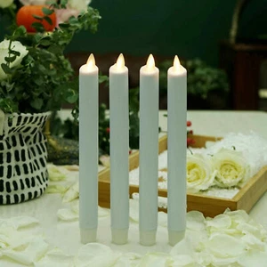 Luminara Moving Wick White LED Taper Dinner Candles with Timer for Church Pray - Picture 1 of 9
