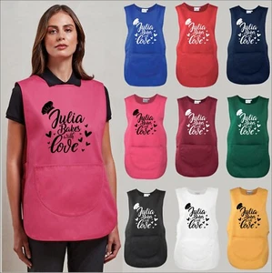 Personalised Chef Pocket Tabard Custom Name Bakes With Love Hotel Gift Apron Top - Picture 1 of 10