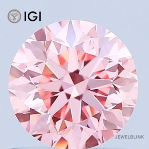 IGI Certified 1 Carat Fancy Intense Pink VS1 Round Cut CVD Lab Grown Diamond - Picture 1 of 19