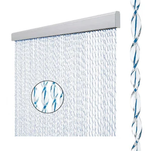 Türvorhang 60 x 190 cm blau/weiß PVC Fadenvorhang, Sichtschutz für Wohnwagen - Zdjęcie 1 z 7