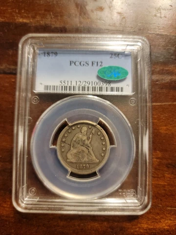 1879 Seated Liberty Quarter PCGS F12 Cover