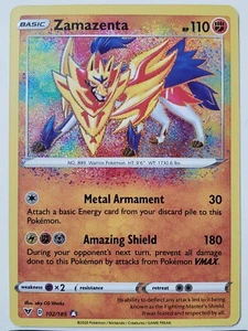 HOLO Zamazenta 102/185 - Casi Nuevo - Increíble Rara - Tarjeta de Pokémon de Voltaje Vivo - Imagen 1 de 3