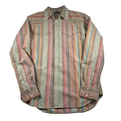 The Territory Ahead Pearl Snap Shirt M Striped Southwestern Pockets China Cotton - Image 1 of 4