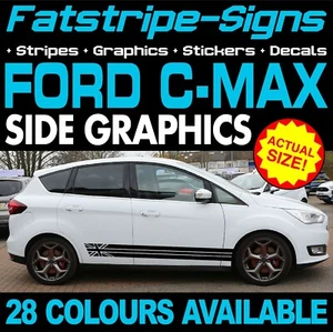 para adaptarse a FORD C-MAX RAYAS GRÁFICAS PEGATINAS COCHE ZETEC TITANIO X 1.6 2.0 - Imagen 1 de 2