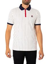 Fila Men's Classic Vintage Stripe Polo Shirt, White