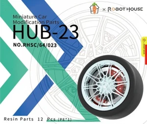 RHSC640023 1/64 WHEELS TIRES SET & BRAKE Miniature Model Car Tuning Scene - Picture 1 of 5