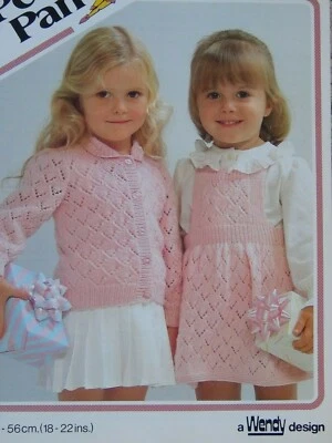 BABIES/CARDIGANS/PINAFORE DRESS~4 PLY~KNITTING PATTERN~SIZE 18"-22" (JUNE 71) - Image 1 of 2