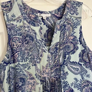DR2 Kleid Damen Gr. Small blau & rosa Paisley ärmellos gefüttert Lagenlook - Bild 1 von 17