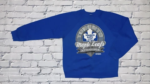 Vintage Trench 1993 NHL Toronto Maple Leafs Crewneck Sweatshirt Blue Sz L/M Cover