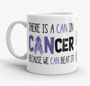 Esophageal Stomach Cancer Awareness Coffee Mug Periwinkle Ribbon Can Beat It Cup - Imagen 1 de 5