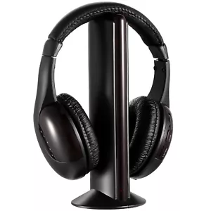 5 in 1 Wireless Cordless RF Headphones Headset with Mic for PC TV Radio CD MP4 - Picture 1 of 12