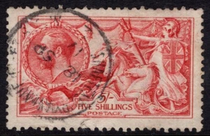 Caballito de mar 5s 1915 (D.L.R.) USADO, SG 410, CDS USADOS, PEQUEÑO DESGARRO EN LA BASE, CAT. £500 - Imagen 1 de 2