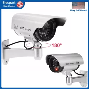 2X Dummy Fake Blinking LED Light Security CCTV Cam Outdoor Garden Wall Security - Picture 1 of 15