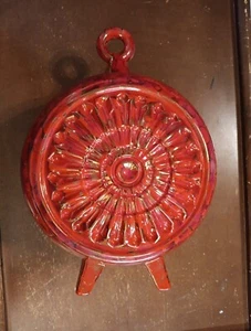 Molde de cerámica vintage 12" diorama adorno de navidad 1976 acabado mármol oro rojo - Imagen 1 de 5