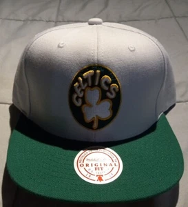 Boston Celtics White Green Mitchell & Ness Adjustable Snapback Hat Cap New - Picture 1 of 2
