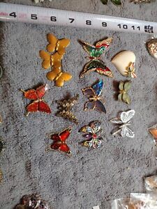 Huge Vintage COLORFUL Butterfly Pin Brooch  LOT