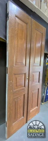 Ornate Double Door Set with Oak Veneer and Appliques, 3 Panel Cover