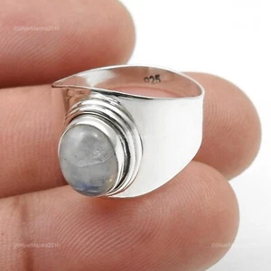 Argento Sterling Arcobaleno Luna Gemma Fascia Fidanzamento Fede Nuziale Misura 7 - Foto 1 di 10