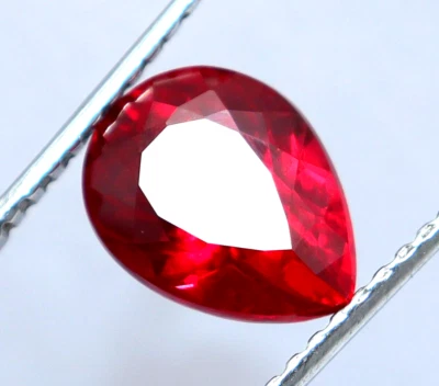 Natural Ruby Pear Cut 25 Ct Certified Pigeon Blood Red Loose Gemstone - Image 1 of 4